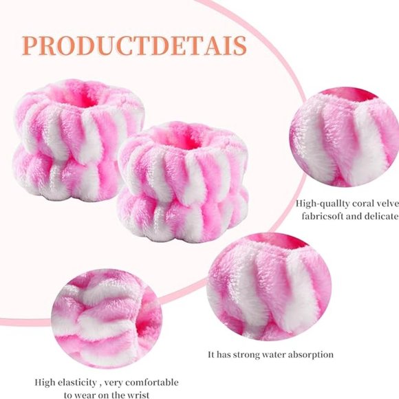 BOGOWomen's Face Washing Wristbands Wrist Towels for Washing Face 1 set(2 bands) - Picture 10 of 16